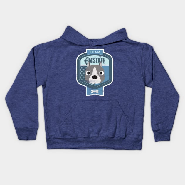 Team Amstaff - Distressed American Staffordshire Terrier Beer Label Design Kids Hoodie by DoggyStyles